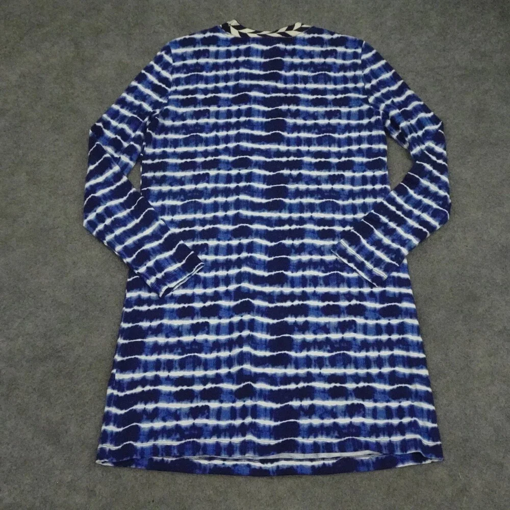 Tory Burch Dress Womens Medium M Blue Shift Midi Tye Die Career Stretch Hollie